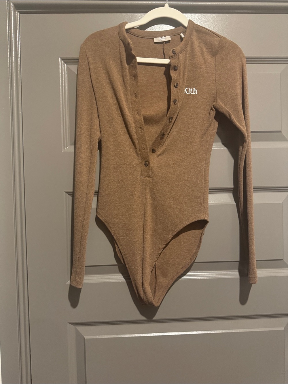 Kith Long-Sleeve Henley One-Piece in Camel Brown